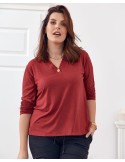 Bluza clasica burgundy cu decolteu in V FG561 - Magazin online - Boutique